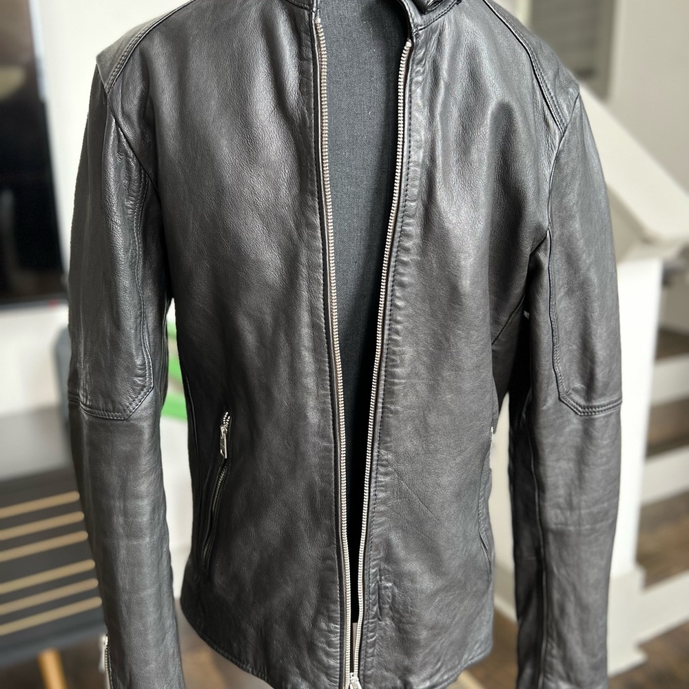 All Saints Mens Leather Jacket Size M